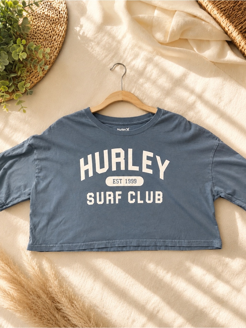 Hurley Logo Tee in Slate Blue with White Print - Picture 1 of 3